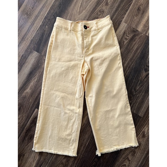 Peace Love World Wide Leg Capri Yellow Denim‎ Women's 4P - Picture 1 of 7
